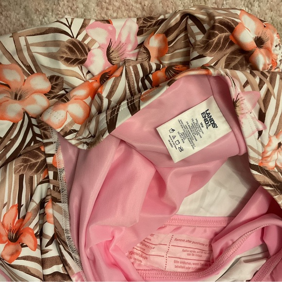 NWT 2 pc skirted tankini Lands' End Tropical Floral Swimsuit with Pink Interior - Picture 1 of 5